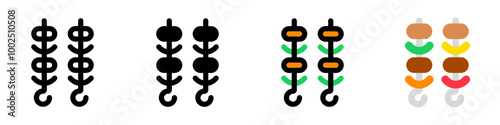 Editable bbq, shish kebab, satay vector icon. Part of a big icon set family. Perfect for web and app interfaces, presentations, infographics, etc