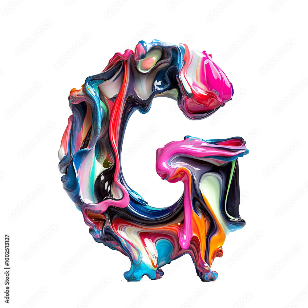 G font letters alphabet in the shape of Dynamic multicolor flowing ...
