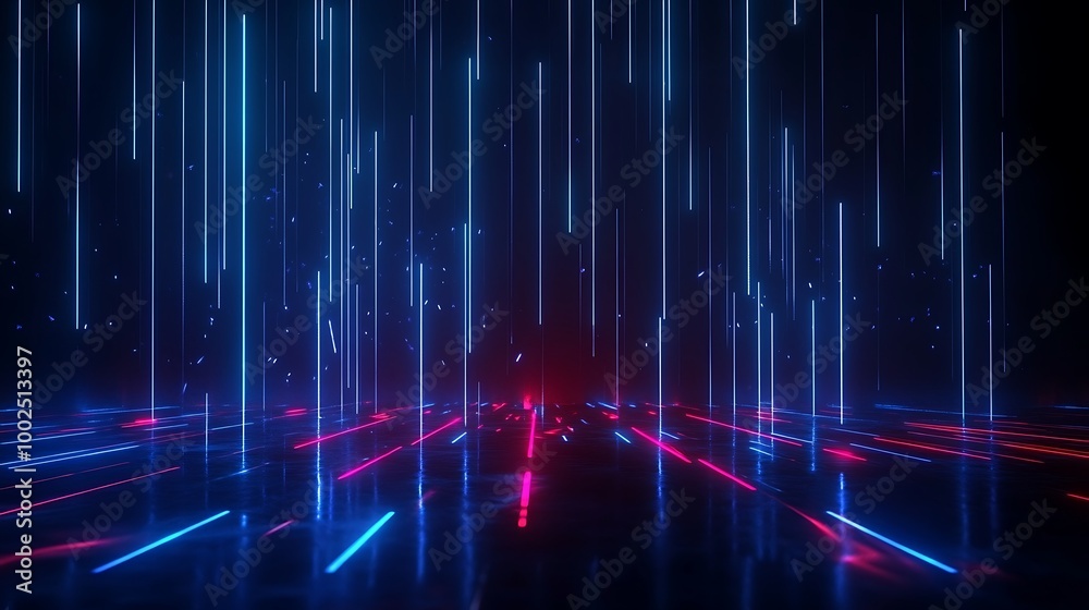 Futuristic neon light trails on a dark background, creating a dynamic visual effect. Futuristic neon light trails on a dark background, creating a dynamic visual effect.