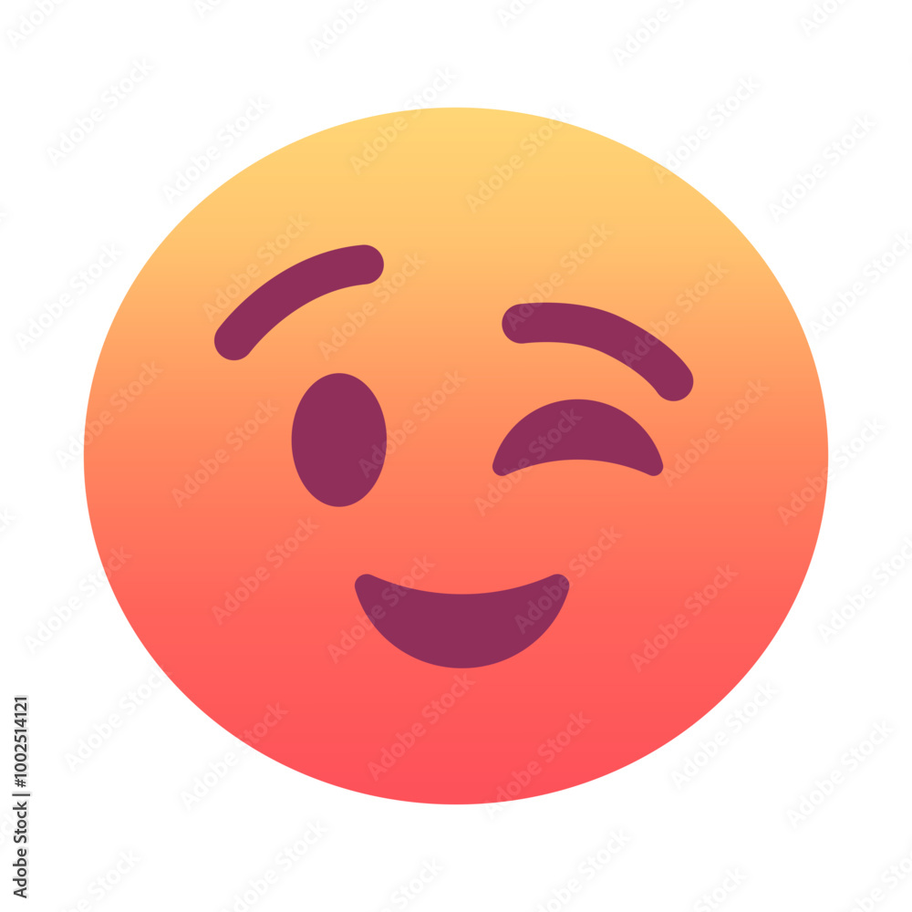 Winking face emoji icon. Trendy colors, popular element for social media and digital designs. Emoticon, isolated element. Winking face emoji icon. Trendy colors, popular element for social media and digital designs. Emoticon, isolated element.