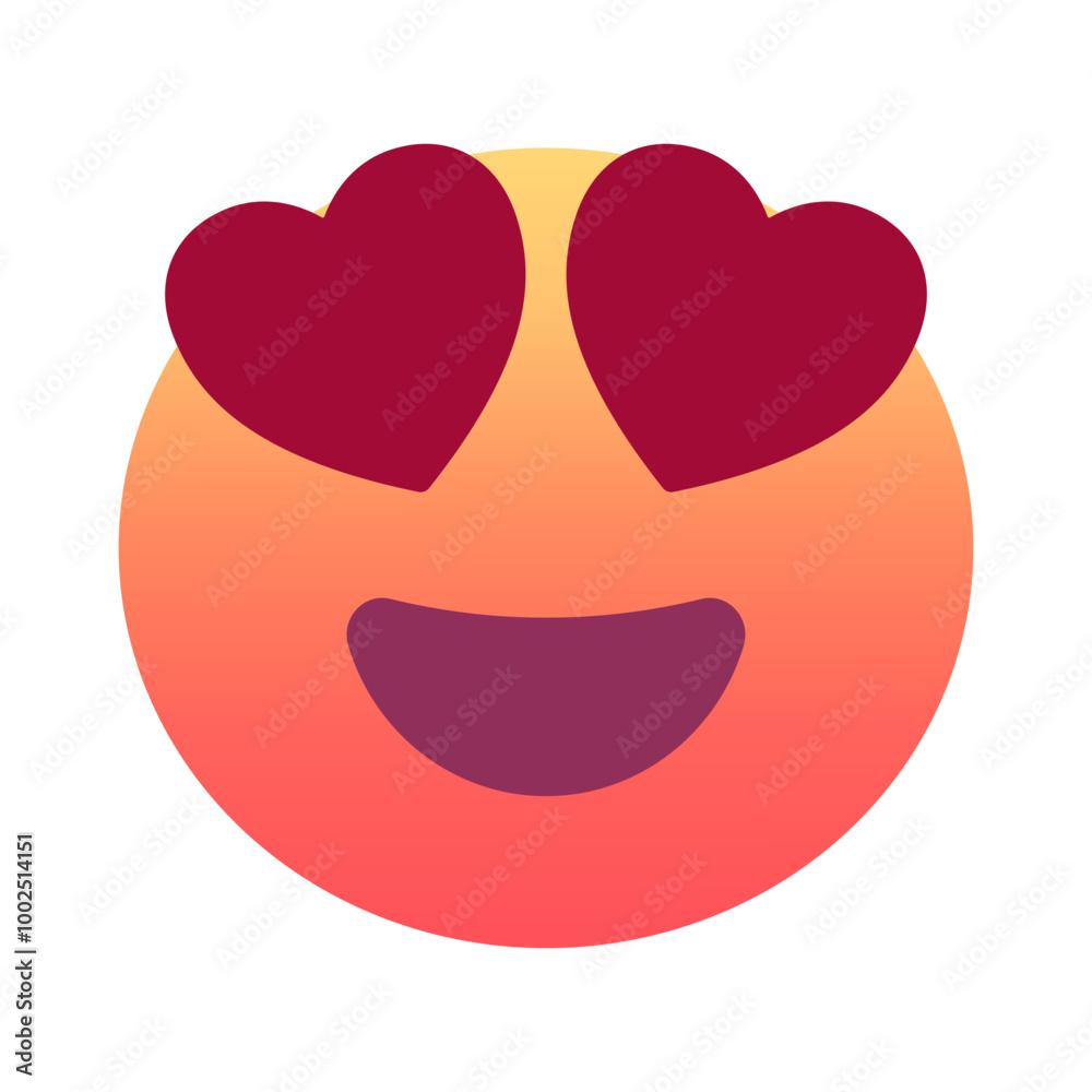 Smiling face with heart-eyes emoji icon. Trendy colors, popular element for social media and digital designs. Emoticon, isolated element. Smiling face with heart-eyes emoji icon. Trendy colors, popular element for social media and digital designs. Emoticon, isolated element.