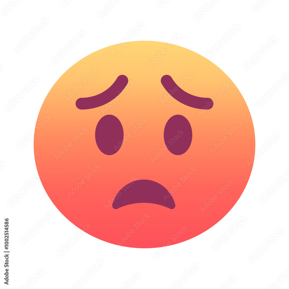 Fototapeta premium Worried face emoji icon. Trendy colors, popular element conveying anxiety, frequently used in social media. Emoticon, isolated element.