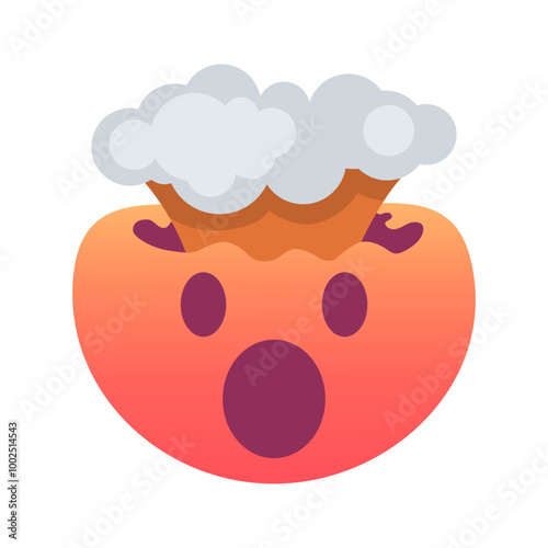 Exploding head emoji icon. Trendy colors, popular element representing shock or surprise, frequently used in social media. Emoticon, isolated element.