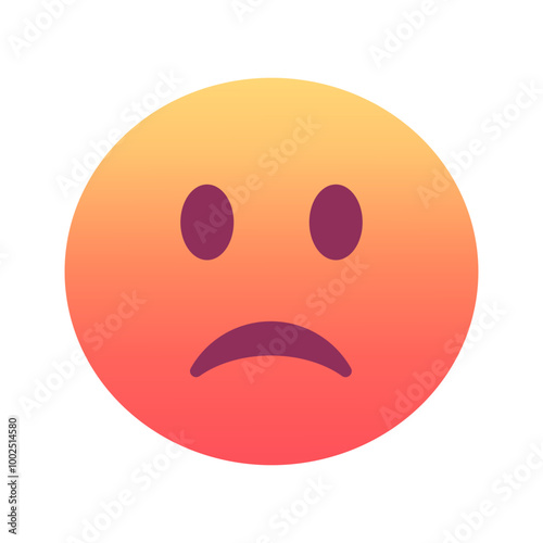 Slightly frowning face emoji icon. Trendy colors, popular element reflecting mild discontent, often used in social media. Emoticon, isolated element.
