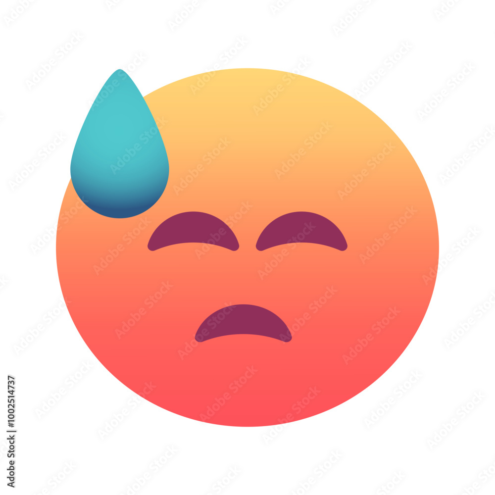 Downcast face with sweat emoji icon. Trendy colors, popular element expressing feelings of disappointment and fatigue, frequently used in social media. Emoticon, isolated element. Downcast face with sweat emoji icon. Trendy colors, popular element expressing feelings of disappointment and fatigue, frequently used in social media. Emoticon, isolated element.