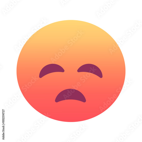 Disappointed face emoji icon. Trendy colors, popular element conveying feelings of dissatisfaction and regret, commonly used in social media. Emoticon, isolated element.