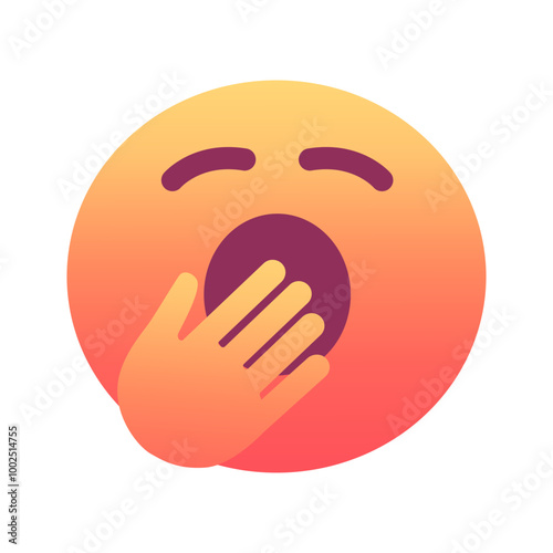 Yawning face emoji icon. Trendy colors, popular element symbolizing boredom or sleepiness, often used in social media. Emoticon, isolated element.