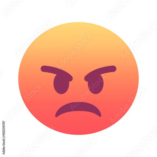 Angry face emoji icon. Trendy colors, popular element that conveys strong anger or irritation, frequently used in social media. Emoticon, isolated element.