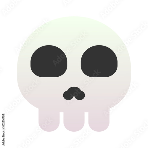 Skull emoji icon. Trendy colors, popular element representing mortality or danger, frequently used in social media. Emoticon, isolated element.