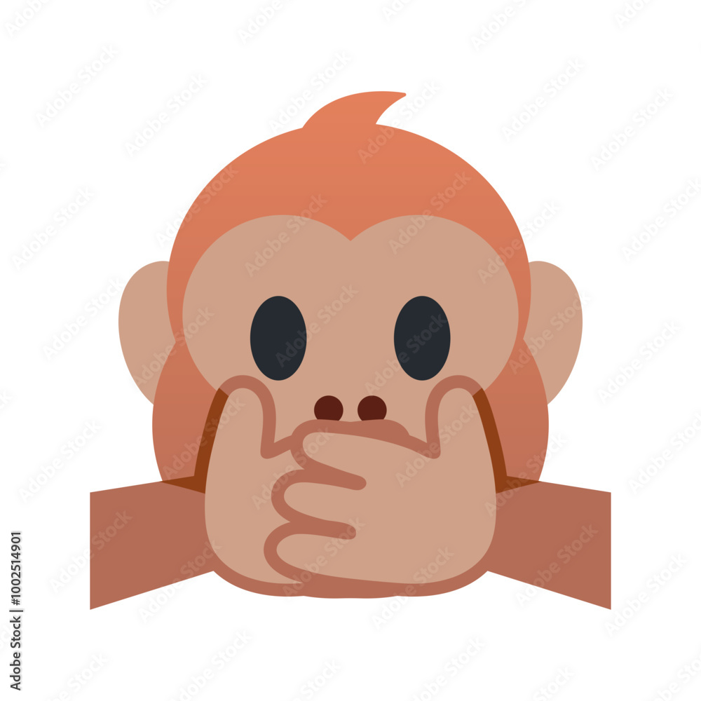 Speak-no-evil monkey emoji icon. Trendy colors, popular element symbolizing discretion and silence, frequently used in social media. Emoticon, isolated element. Speak-no-evil monkey emoji icon. Trendy colors, popular element symbolizing discretion and silence, frequently used in social media. Emoticon, isolated element.