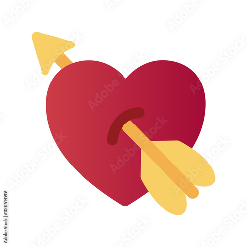 Heart with arrow emoji icon. Trendy colors, popular element symbolizing love and passion, frequently used in social media. Emoticon, isolated element.