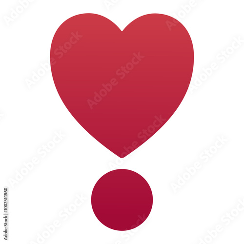 Heart exclamation emoji icon. Trendy colors, popular element expressing excitement and love, widely used in social media. Emoticon, isolated element.