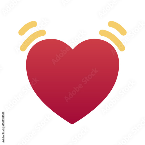Beating heart emoji icon. Trendy colors, popular element symbolizing love and passion, frequently used in social media. Emoticon, isolated element.