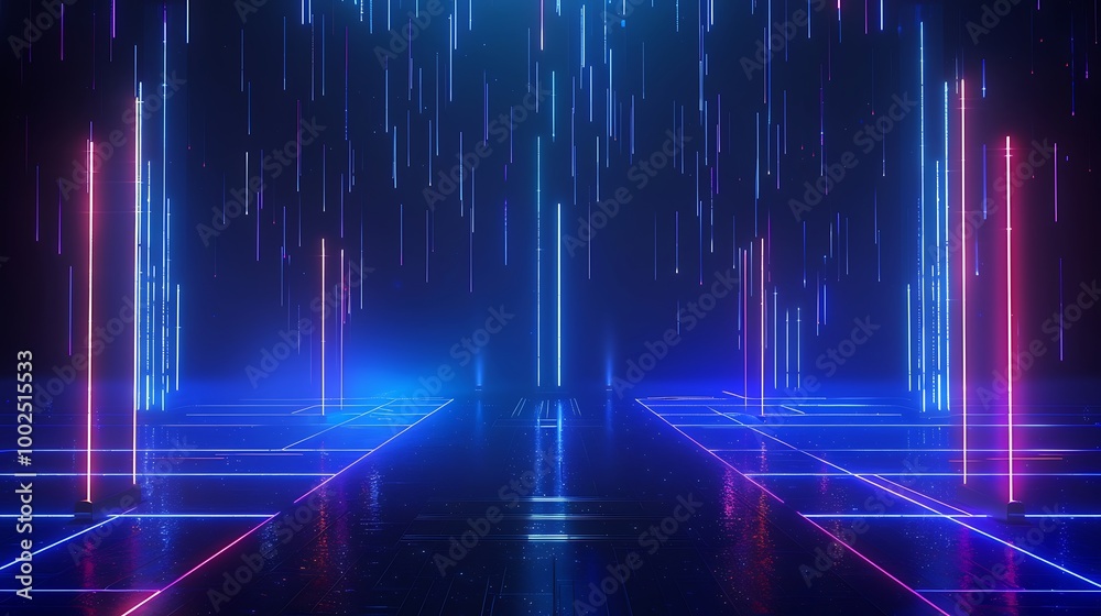 Futuristic neon lights create an immersive digital landscape, offering a vibrant visualization of technology and innovation. Futuristic neon lights create an immersive digital landscape, offering a vibrant visualization of technology and innovation.