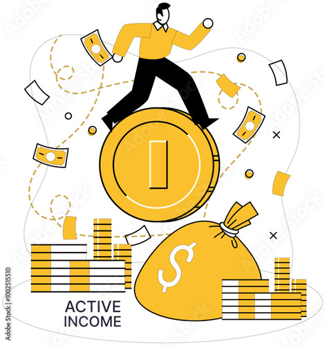 Income vector illustration. Income conceptually weaves fabric economic progress and prosperity Earning is rhythm in heartbeat individuals financial health Revenue streams are tributaries feeding