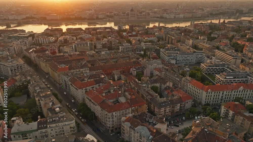 Aerial Sunrise in Budapest, Hungary Aerial Sunrise in Budapest, Hungary