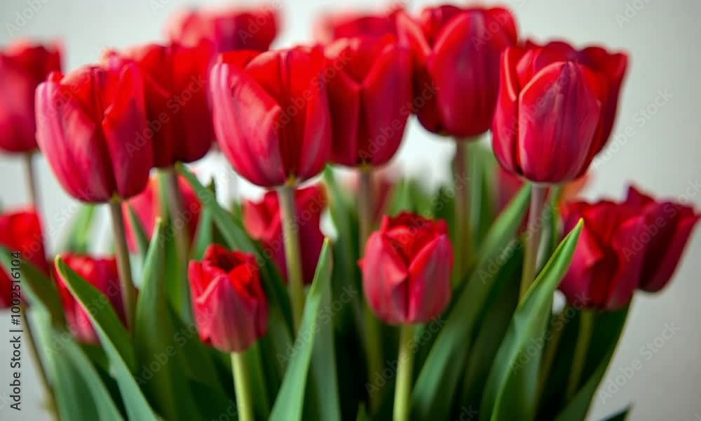 Vibrant Red Tulips Bouquet Display – A Fresh Floral Arrangement Vibrant Red Tulips Bouquet Display – A Fresh Floral Arrangement
