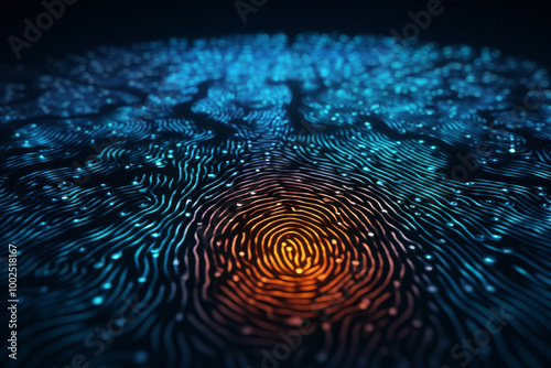 Abstract fingerprint scan, identity security, fraud prevention concept