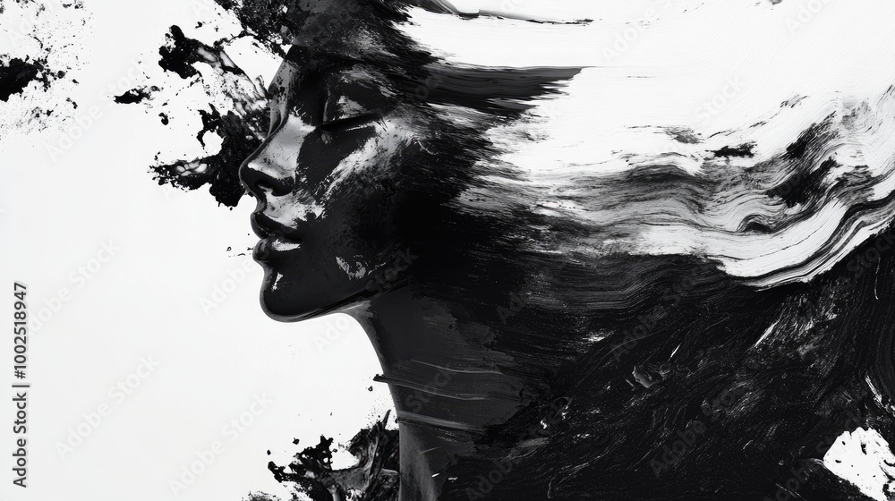Fototapeta premium Artistic monochrome composition featuring contrasting black and white elements