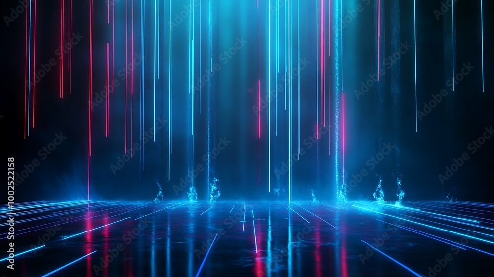 Vibrant digital abstract background with blue and pink light streaks creating a futuristic atmosphere. Vibrant digital abstract background with blue and pink light streaks creating a futuristic atmosphere.
