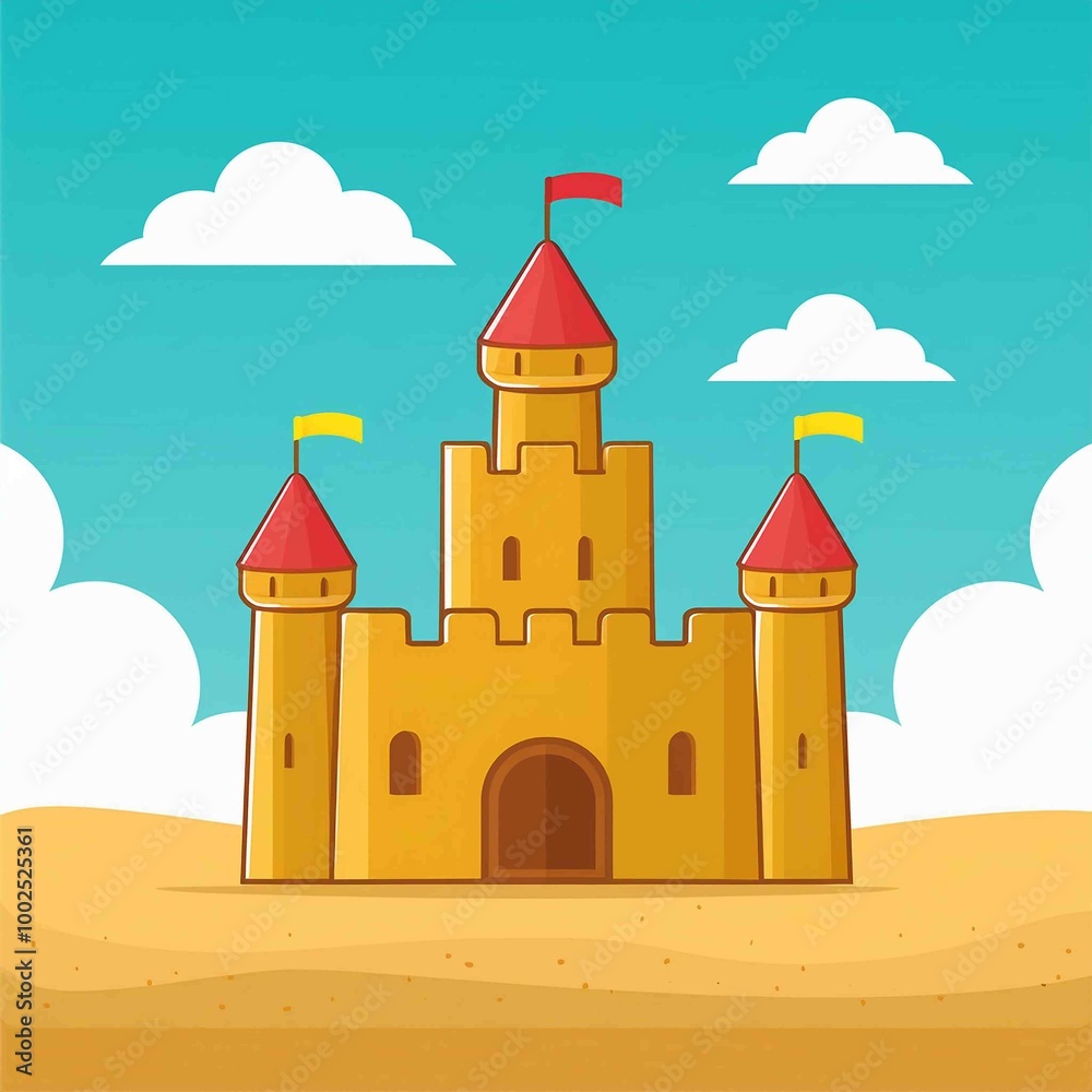 sand castle with sky on background vector sand castle with sky on background vector
