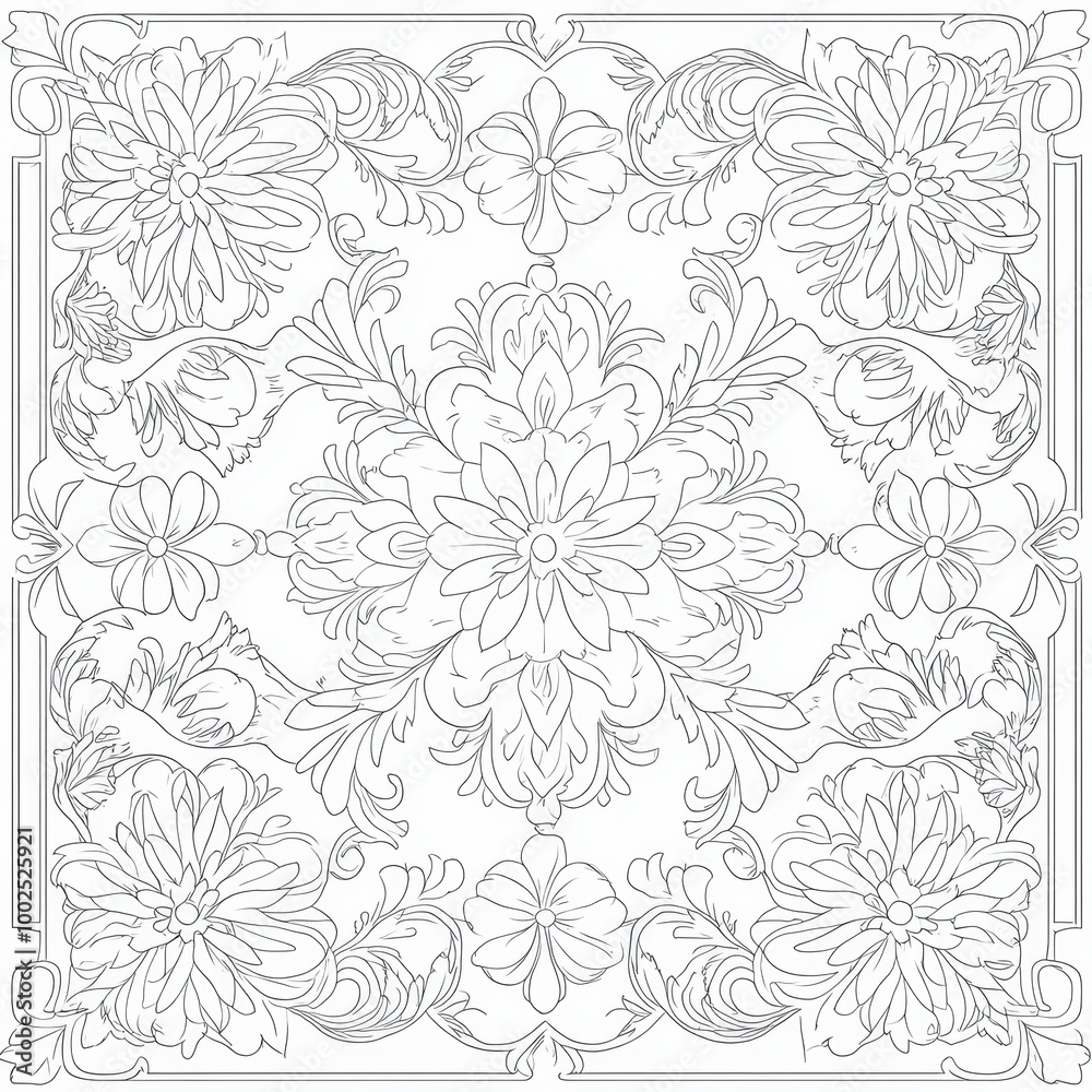 Obraz premium a white and black square pattern with ornate designs