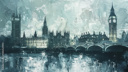 Big Ben With Textured Brushstrokes And Bold Colors Highlighting The Architectural Details And Creating A Dynamic And Impressionistic Representation Oil Painting On Canvas