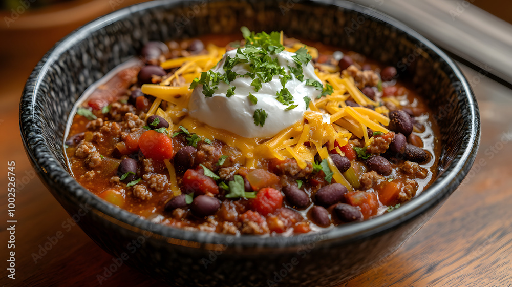 Hearty Autumn Chili with Cheddar Cheese