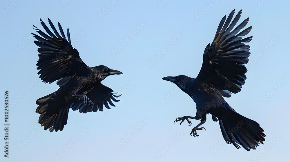 Obraz premium Beautiful but dangerous crow with a long beak.