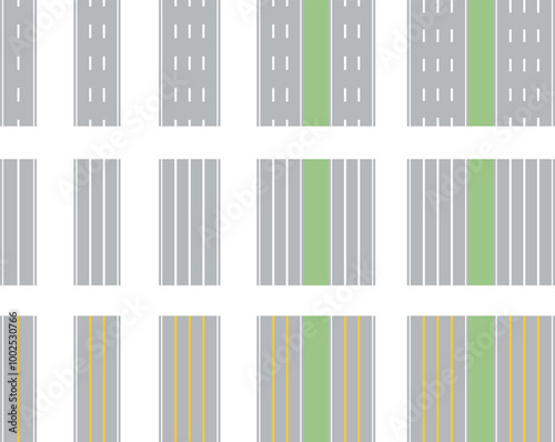 色々な車線の道路のイラスト