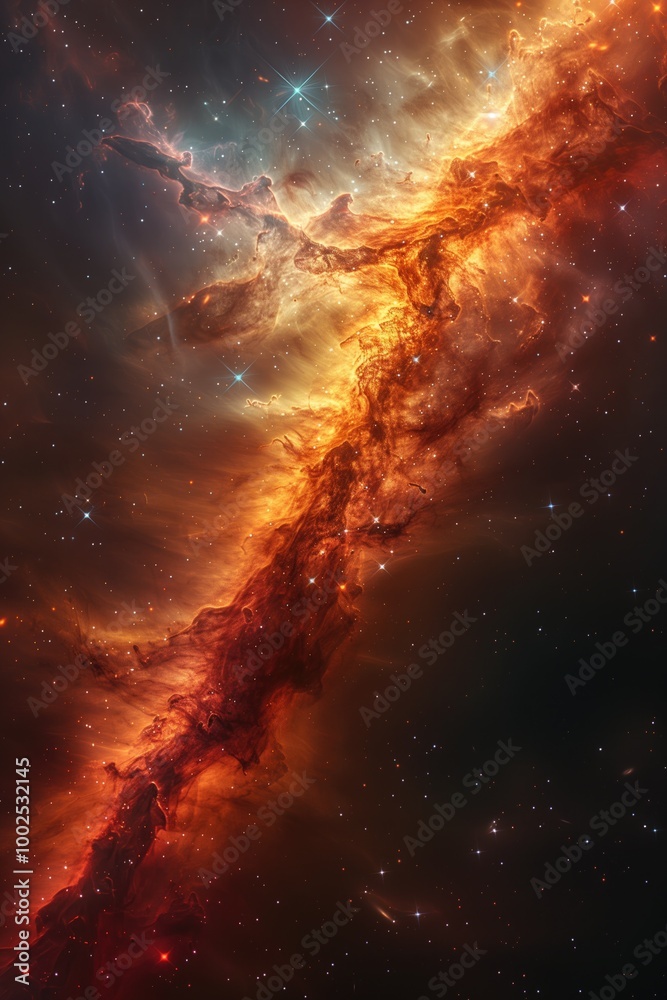 Fototapeta premium An artistic rendering of a galaxy with vibrant nebulae and distant stars