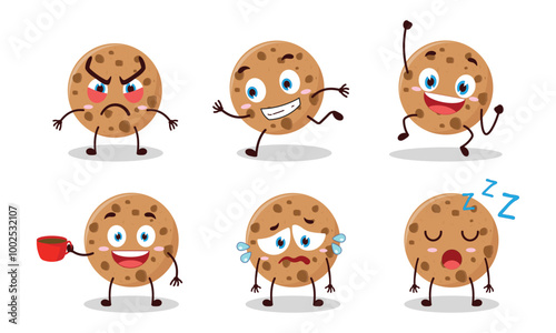 funny cookies cartoon character with various pose activity vector illustration photo