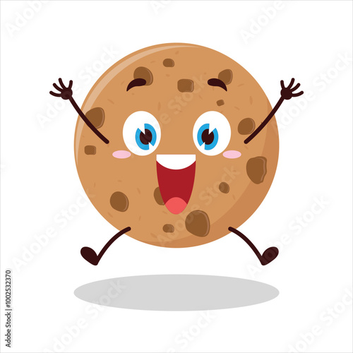 Cute celebration jump expression of cookies cartoon character