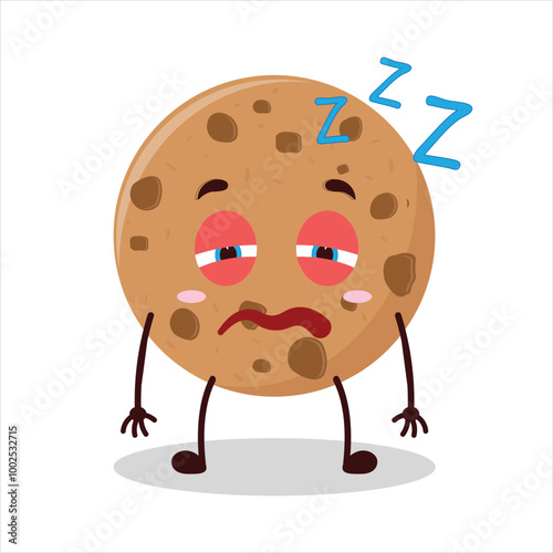 Cute sleepy expression of cookies cartoon character