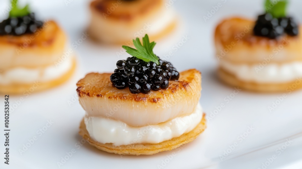 small scallops with caviar and blackberries small scallops with caviar and blackberries