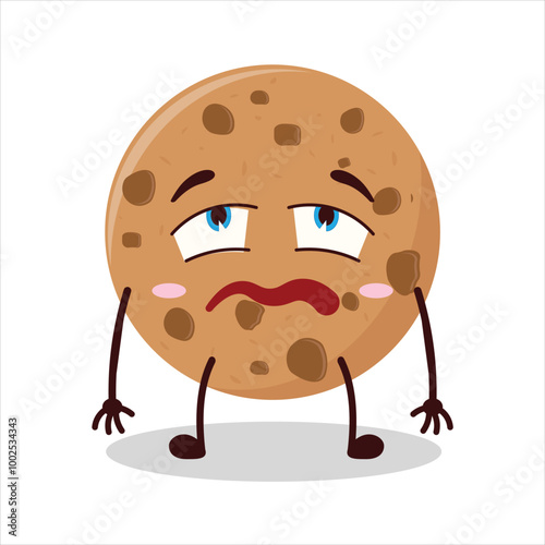 Cute bored expression of cookies cartoon character