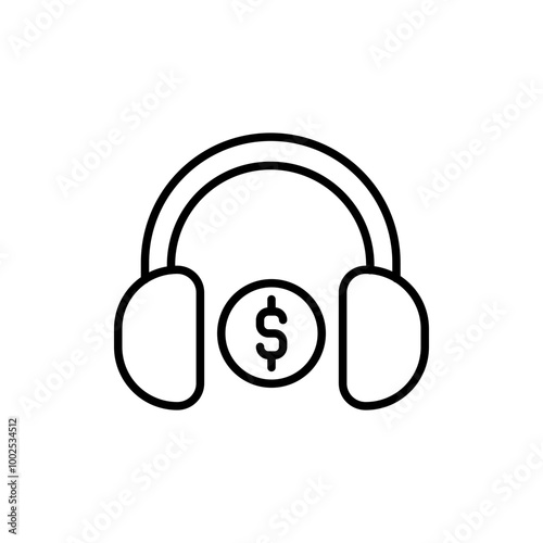 Music monetization outline icons, minimalist vector illustration ,simple transparent graphic element .Isolated on white background
