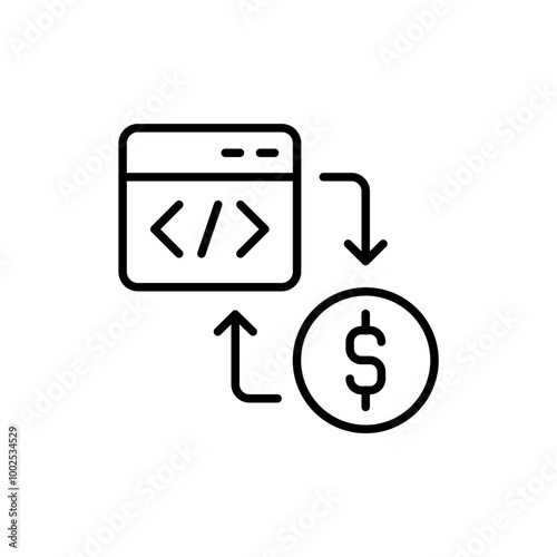 Web monetization outline icons, minimalist vector illustration ,simple transparent graphic element .Isolated on white background