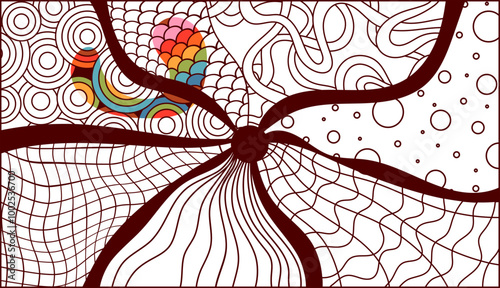 Groovy zentangle coloring antistress page.