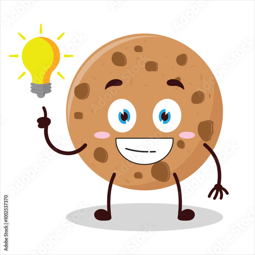 Cute creative expression of cookies with shiny lamp cartoon character