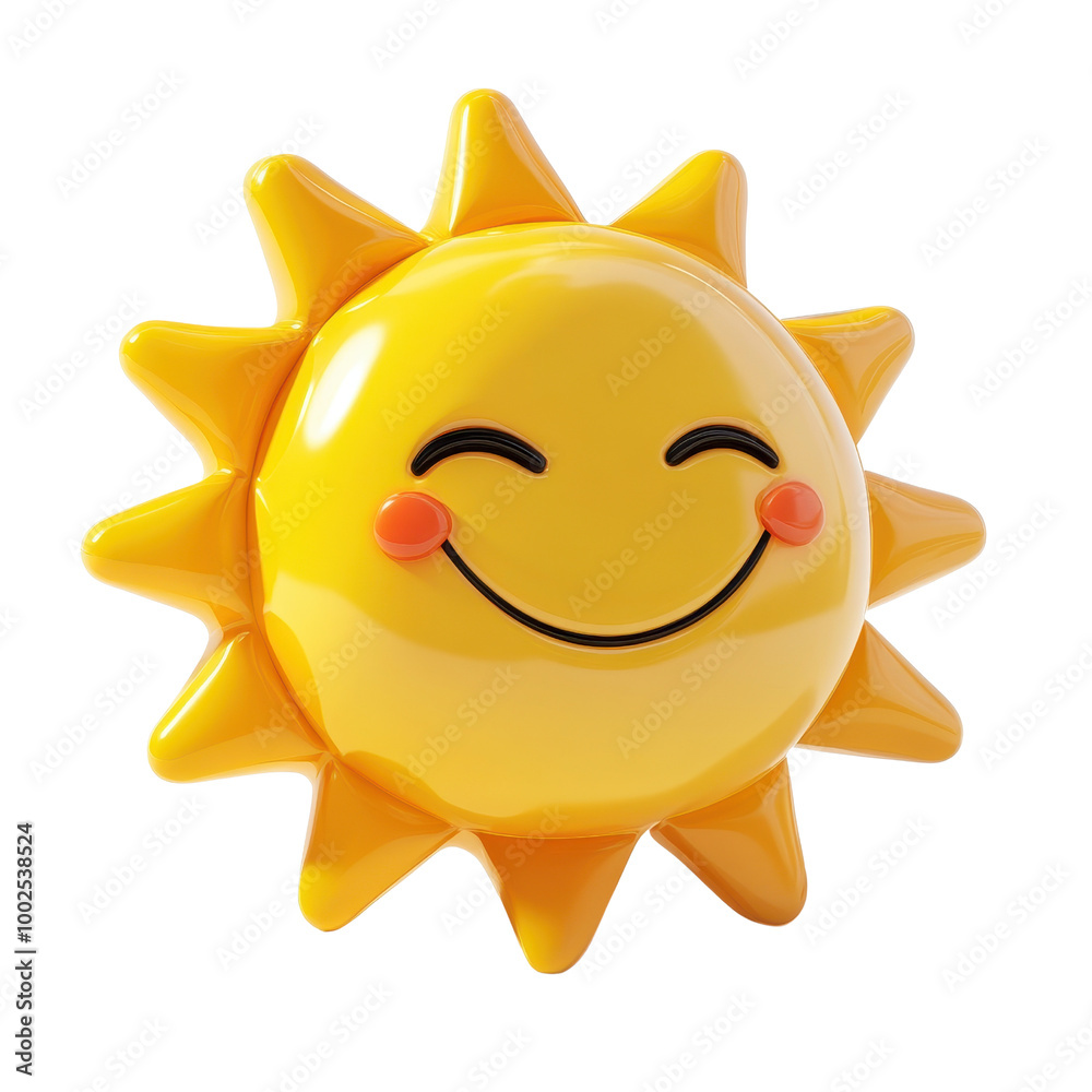 A cheerful, smiling sun icon, perfect for representing joy, warmth, and positivity in various creative projects., isolated on a transparent background. A cheerful, smiling sun icon, perfect for representing joy, warmth, and positivity in various creative projects., isolated on a transparent background.