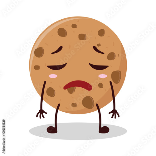 Cute tired expression of cookies cartoon character
