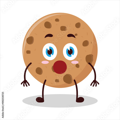 Cute shocked expression of cookies cartoon character