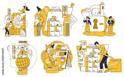 Big data vector illustration. Big data, silent conductor, orchestrates symphony digital insights Database, repository knowledge, cradles essence big data narratives Data processing, alchemy