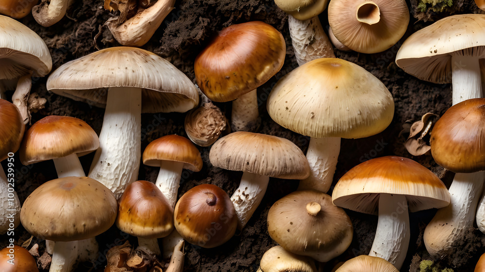 Fresh Porcini Mushrooms (Boletus Edulis) with Soil and Whole Varieties 