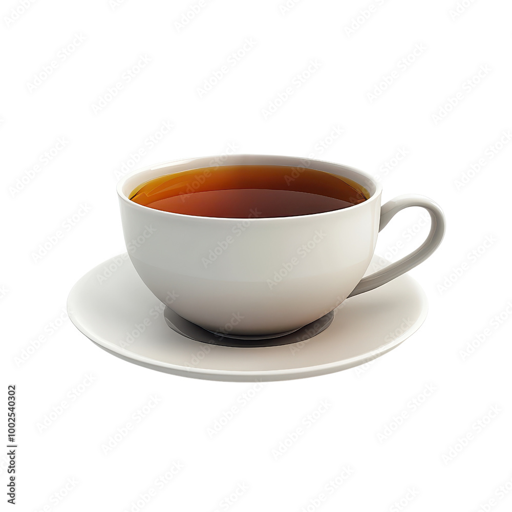 A simple, elegant cup of tea on a saucer, perfect for relaxing moments and cozy settings., isolated on a transparent background. A simple, elegant cup of tea on a saucer, perfect for relaxing moments and cozy settings., isolated on a transparent background.