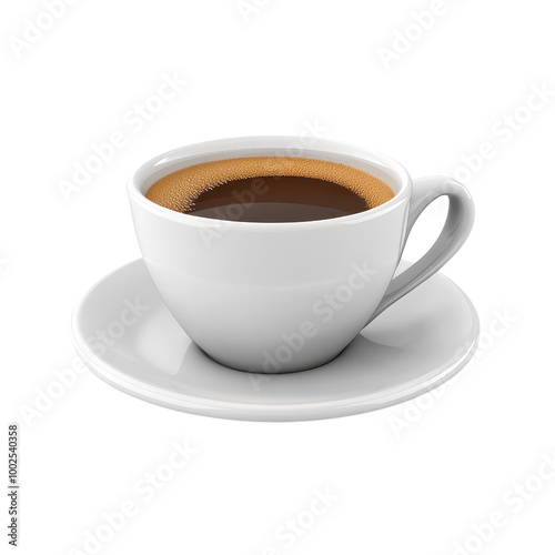 Wallpaper Mural A sleek white cup filled with rich coffee resting on a matching saucer, perfect for cozy moments or cafe settings., isolated on a transparent background. Torontodigital.ca