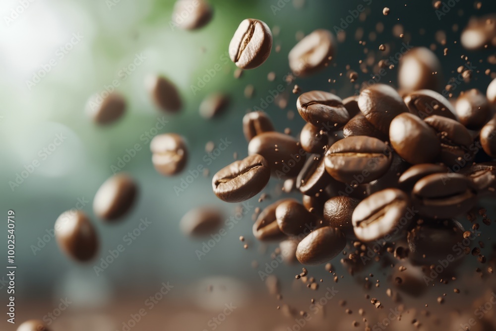 Fresh Coffee Beans in Dynamic Motion Fresh Coffee Beans in Dynamic Motion
