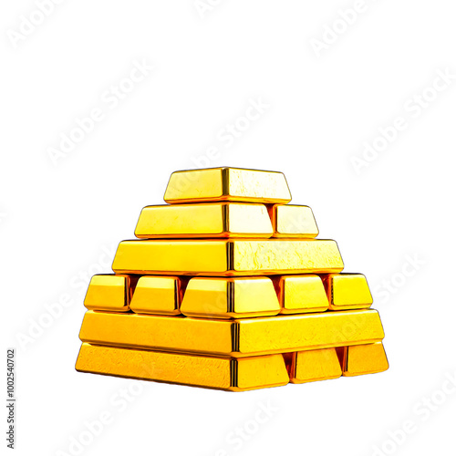 A stack of gold bars in transparent Background