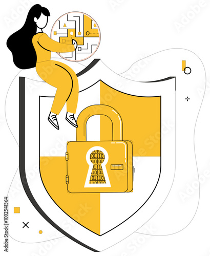 Data security vector illustration. The database is fortress, where data protection acts as guardian Confidence in business thrives when data security is top priority Safeguarding information photo